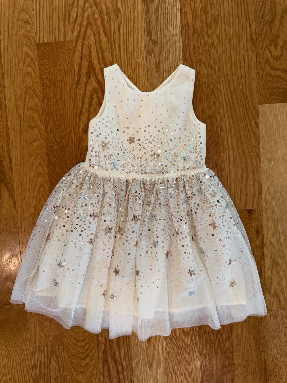 H&M Off-White Sparkle Star Tulle Dress